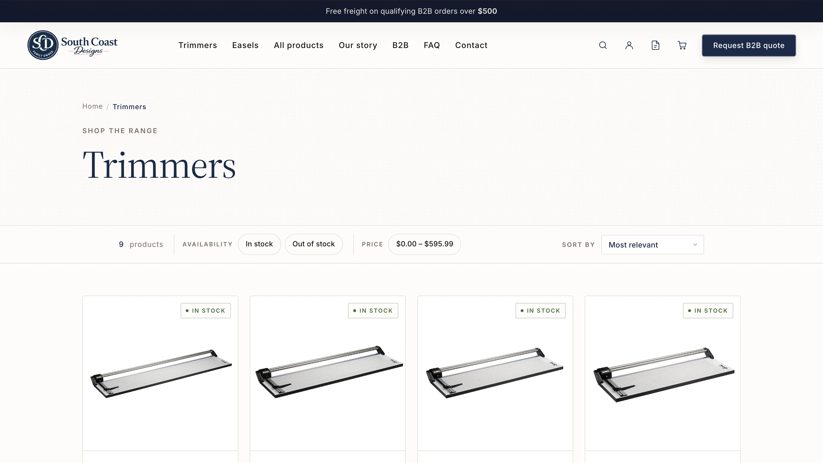 South Coast Designs trimmers collection page