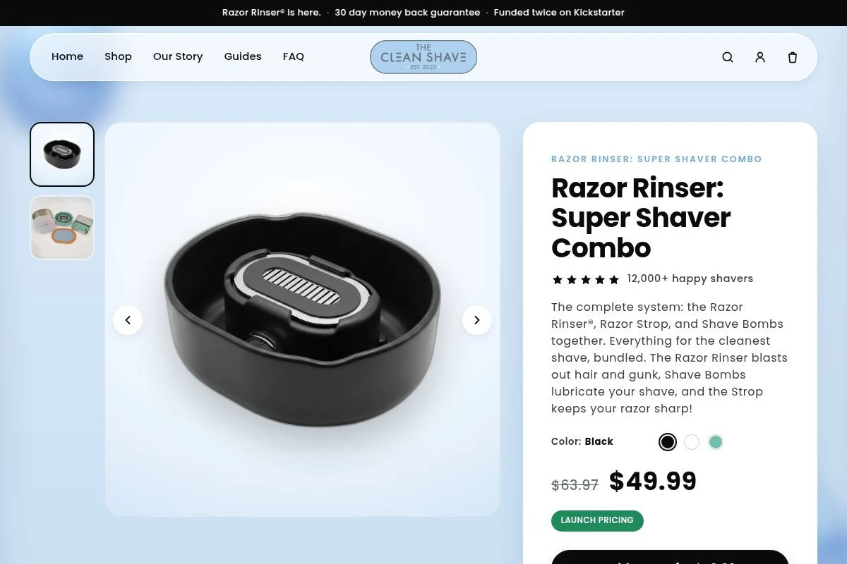 The Clean Shave, Super Shaver Combo product page